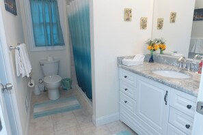 Regadera, secadora de cabello, bidet, toallas 