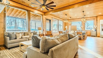 Smart TV, fireplace, video games, foosball