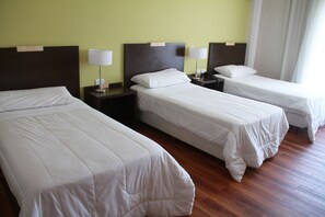 Standard enkelrum - 3 enkelsängar - utsikt mot staden | Skrivbord, arbetsyta för laptop och gratis wi-fi