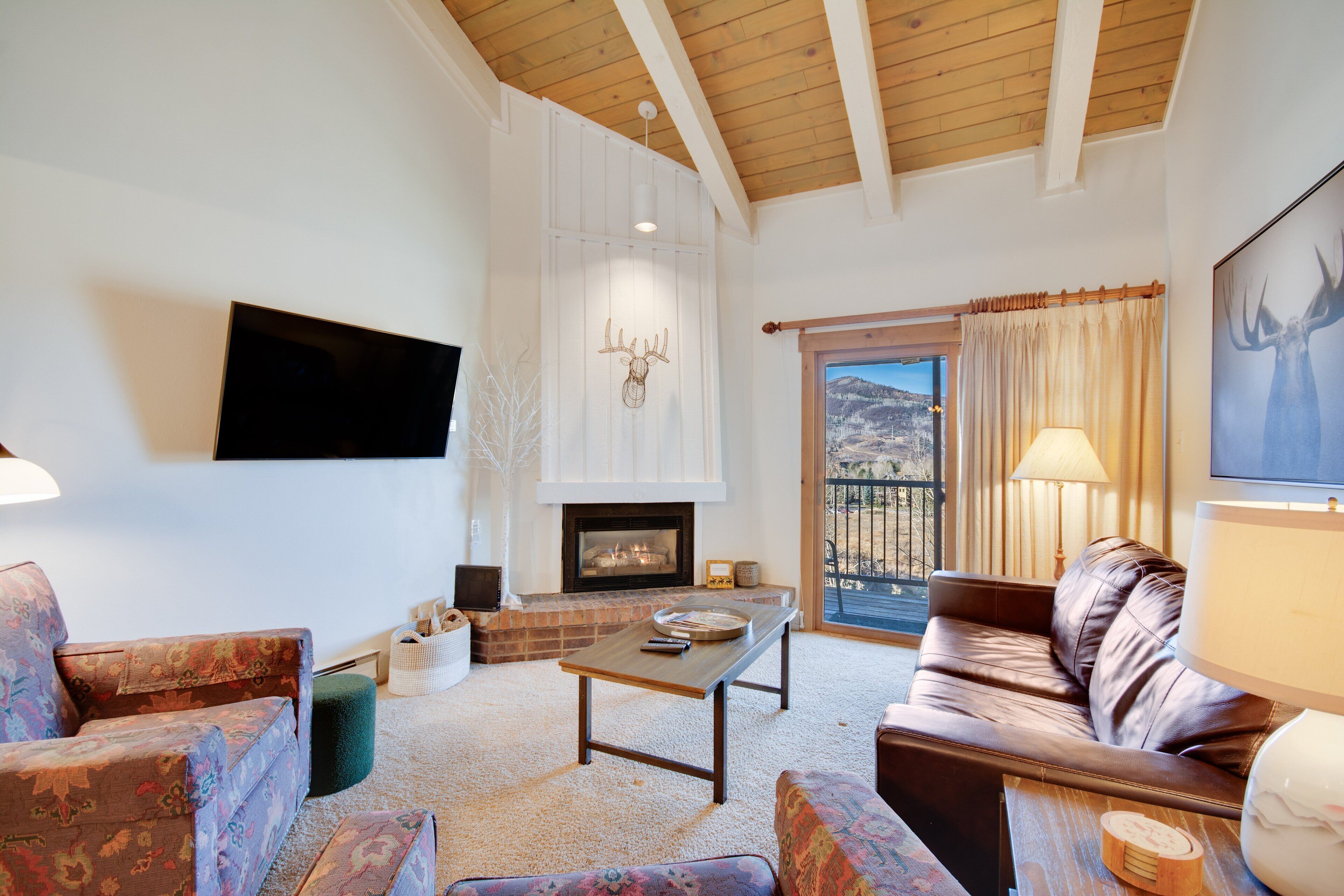 Smart TV, fireplace, table tennis, books