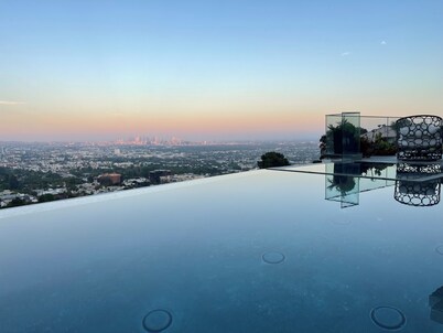 Serene Glass Studio with Iconic LA skyline view