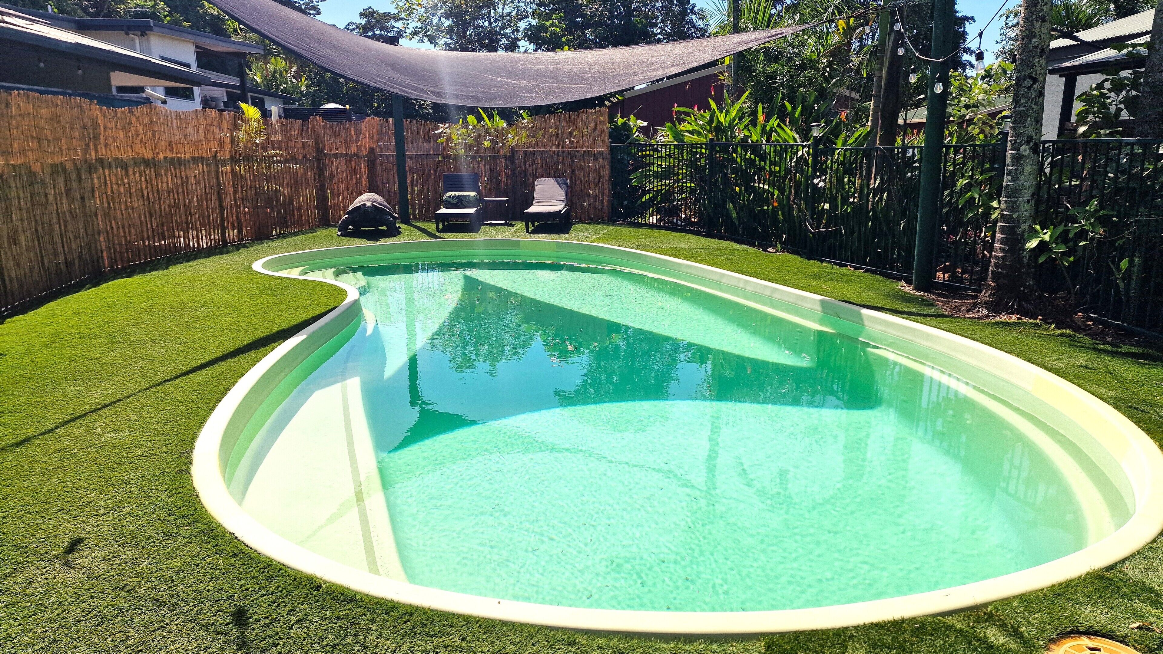 Outdoor pool, open 8:00 AM to 8:00 PM, sun loungers