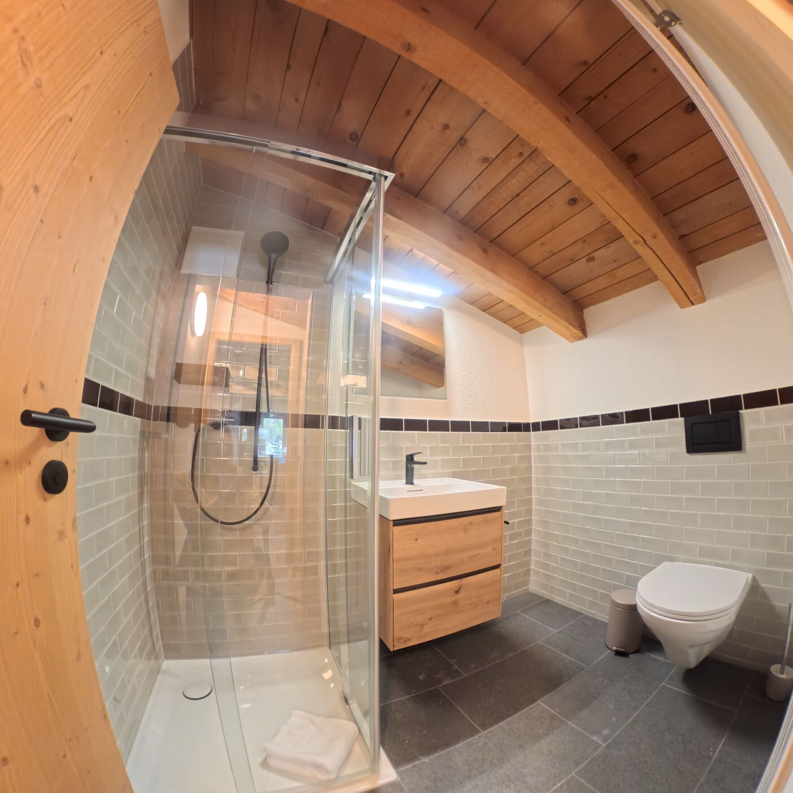 Dusche, Haartrockner, Handtücher