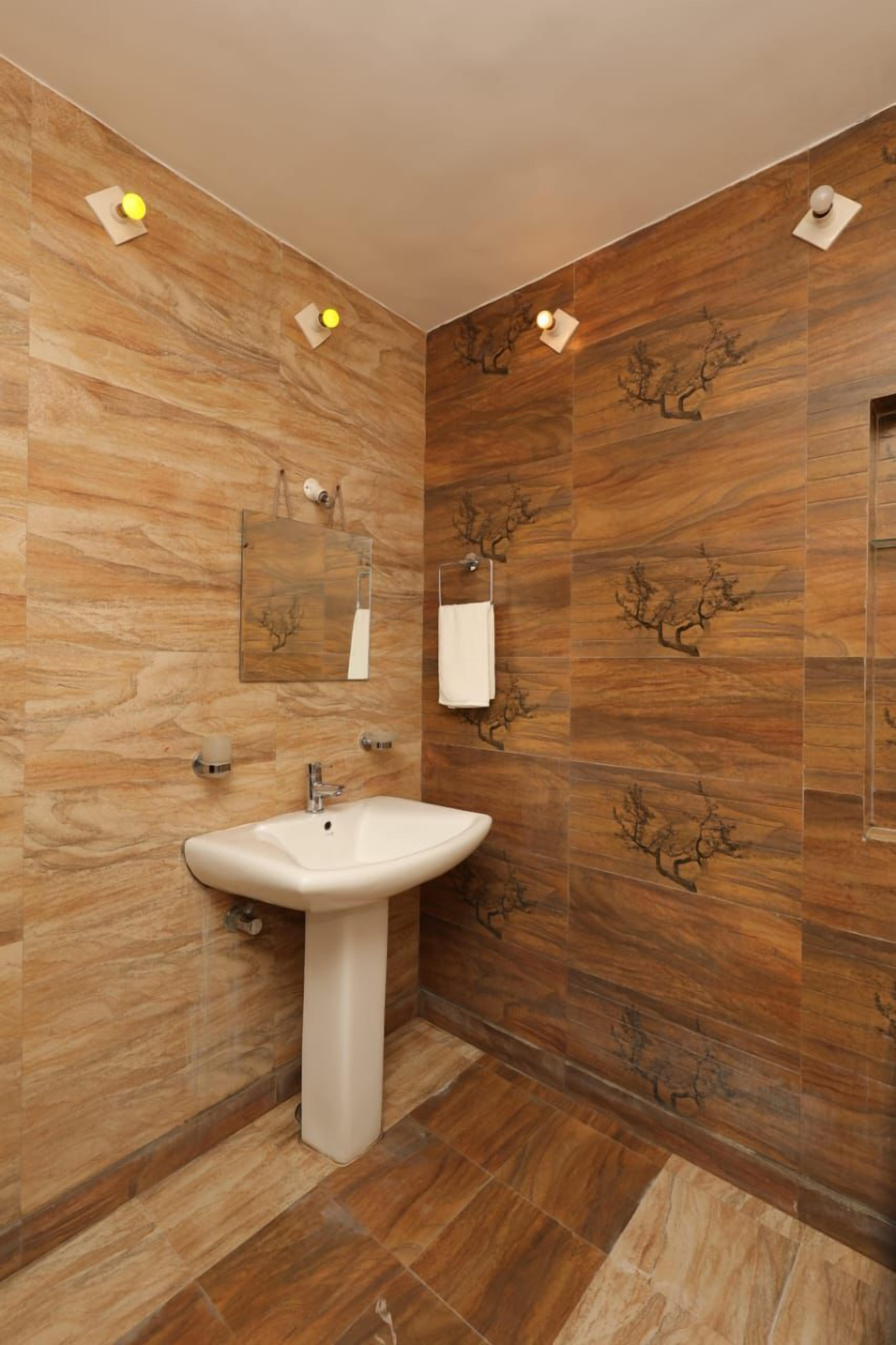 Hair dryer, bidet, towels, soap