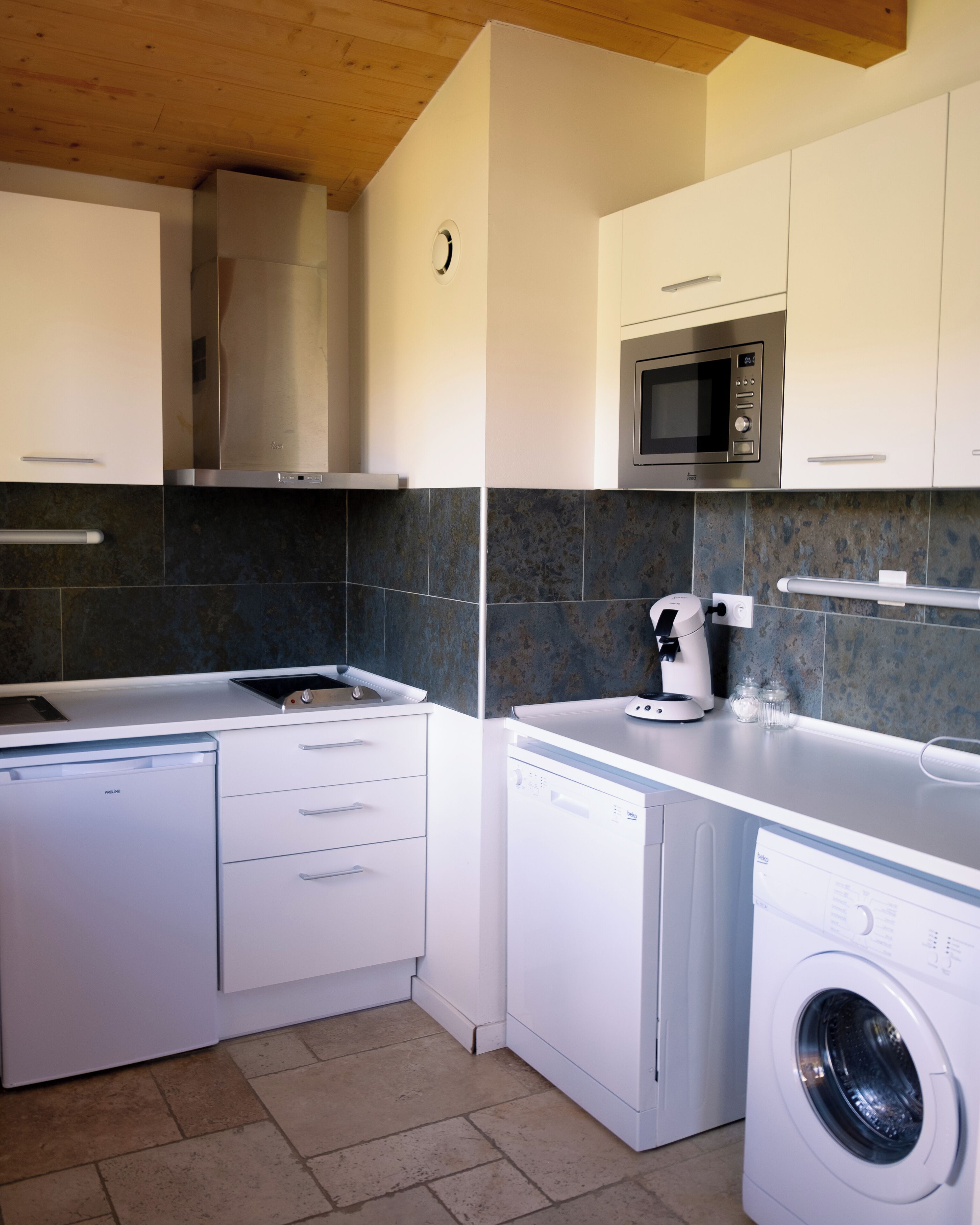 Mini-fridge, microwave, stovetop, dishwasher