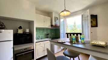 Microwave, dishwasher, cookware/dishes/utensils