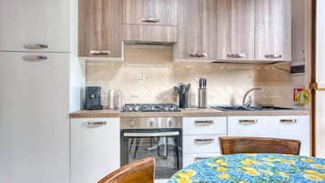 Fridge, oven, stovetop, coffee/tea maker