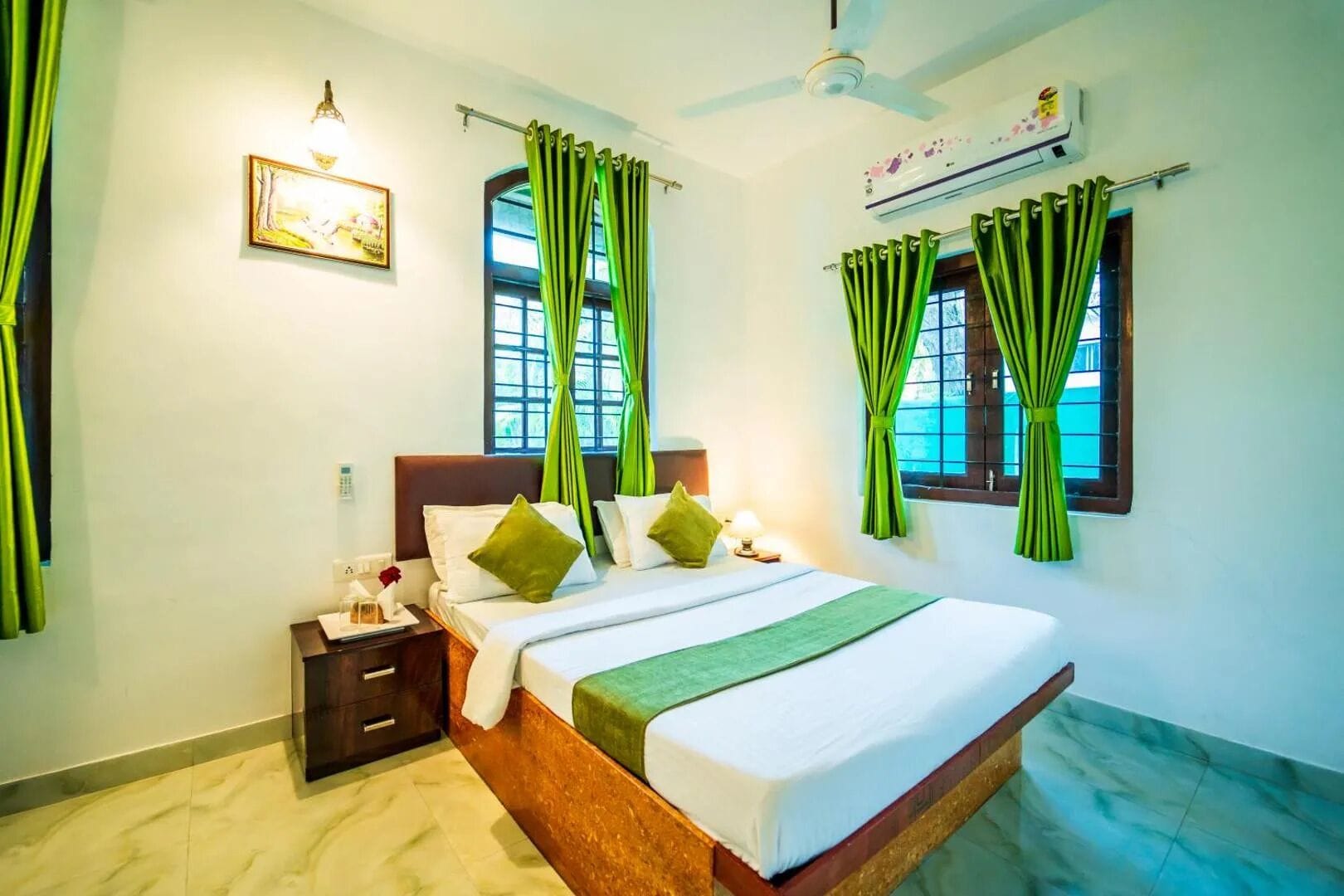 Premium bedding, desk, free WiFi, bed sheets