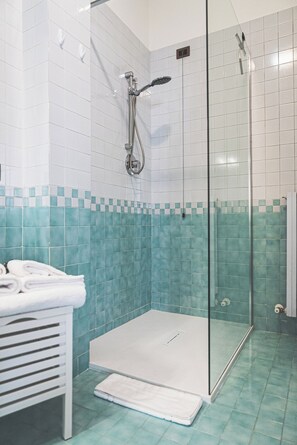 Douche, séchoir à cheveux, bidet, serviettes fournies