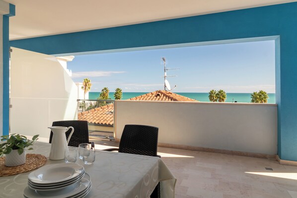 Exclusive Apartment, 2 Bedrooms, Sea View | Terrace/patio - Vela Azzurra Holiday Home (Grottammare)