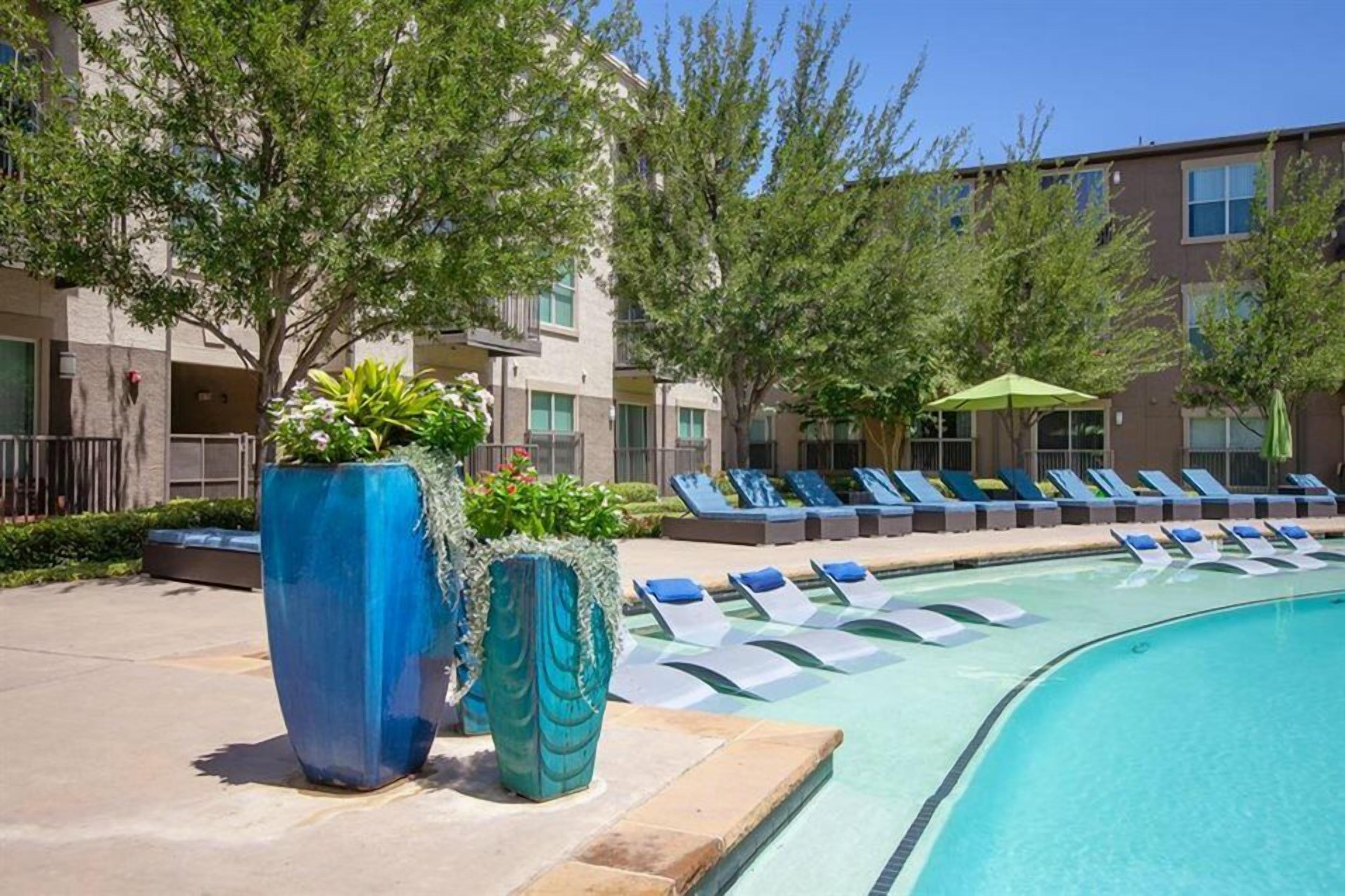 Outdoor pool, pool loungers