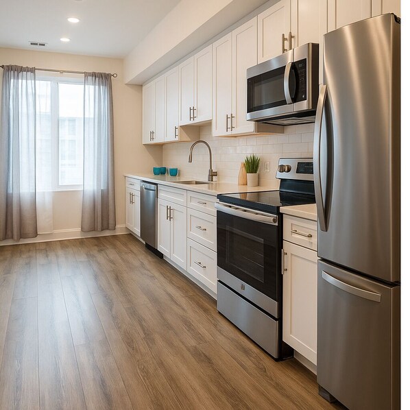 Geladeira, micro-ondas, fogão, cooktop