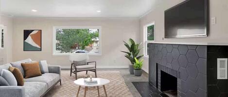 Fernseher, Kamin, Arbeitsbereiche