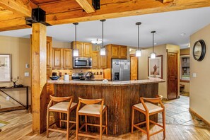 Fridge, microwave, oven, stovetop - Walk to ski from first floor condo at The Lodge (Steamboat Springs)