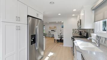 Fridge, microwave, oven, dishwasher