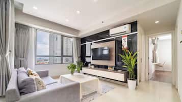 Presidential Suite, 2 Bedrooms, Akses Club Lounge, City View | Cadar kapas Mesir, peralatan tempat tidur premium, gebar bulu kapas