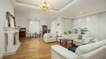 TV, caminetto, studio