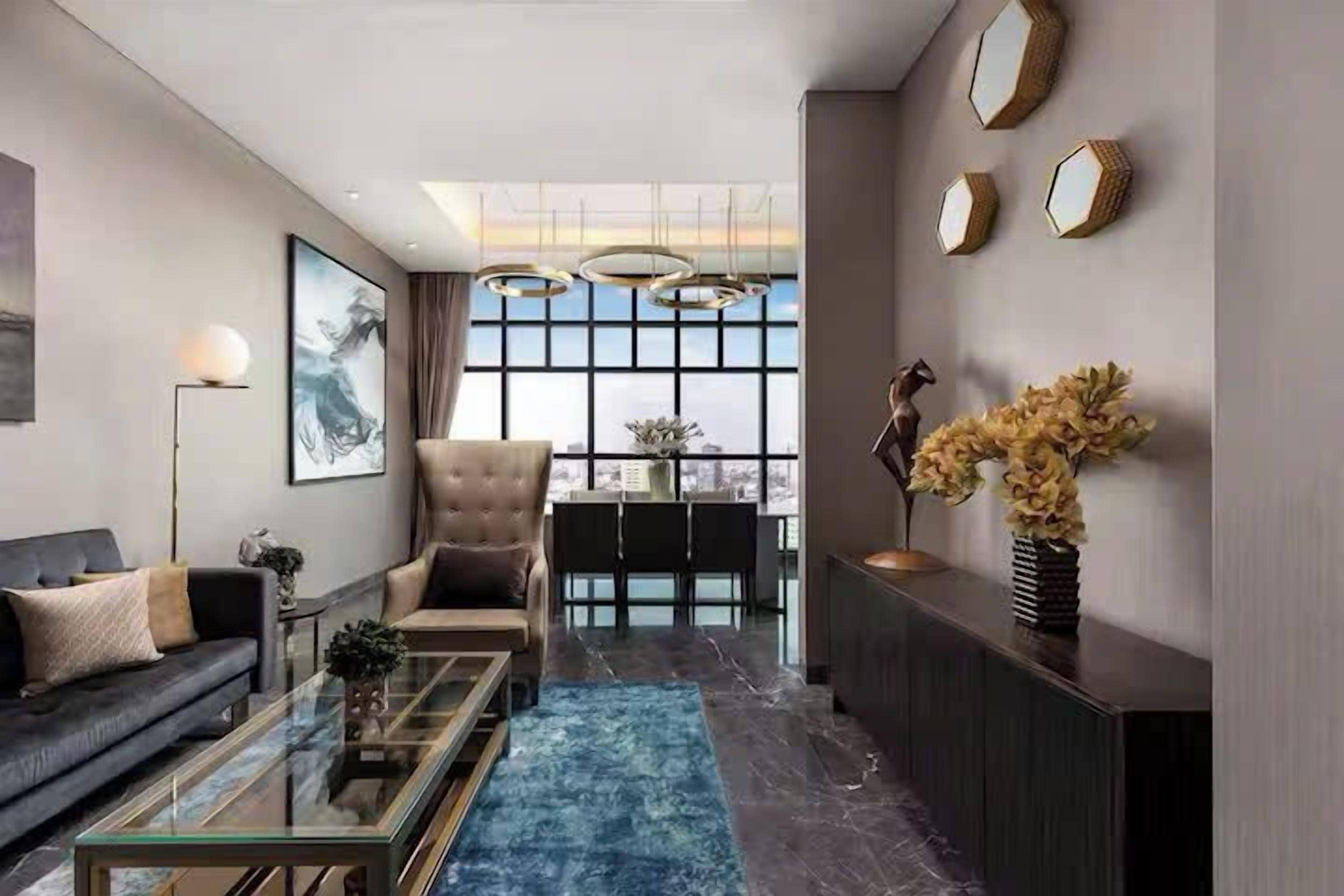 Presidential-sviitti, 2 makuuhuonetta, club-loungen käyttöoikeus, kaupunkinäköala | Egyptinpuuvillaiset lakanat, ylelliset vuodevaatteet, untuvapeitot