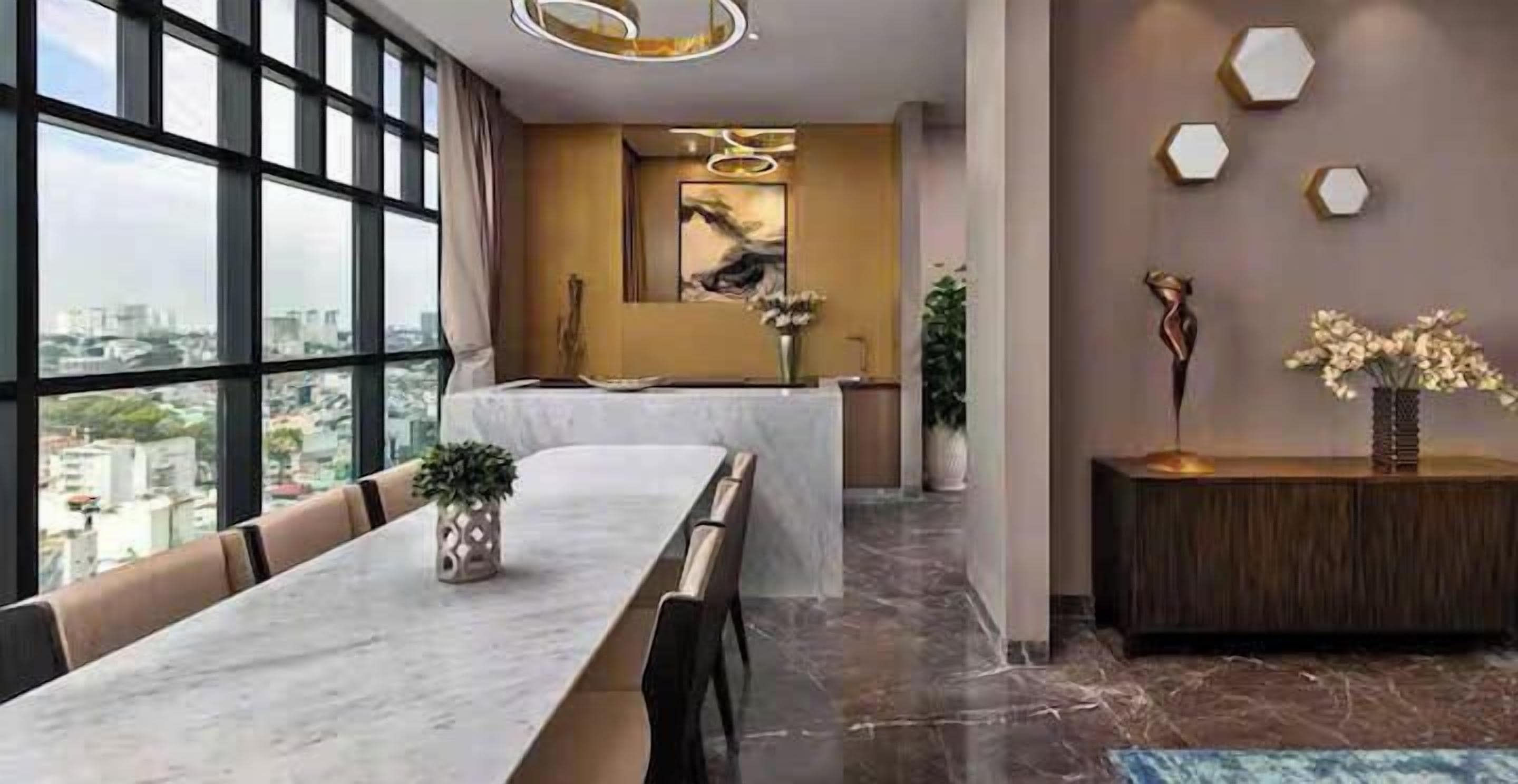 Suite presidencial, 2 habitaciones, Acceso al salón del club, vistas a la ciudad | Sábanas de algodón egipcio y ropa de cama de alta calidad