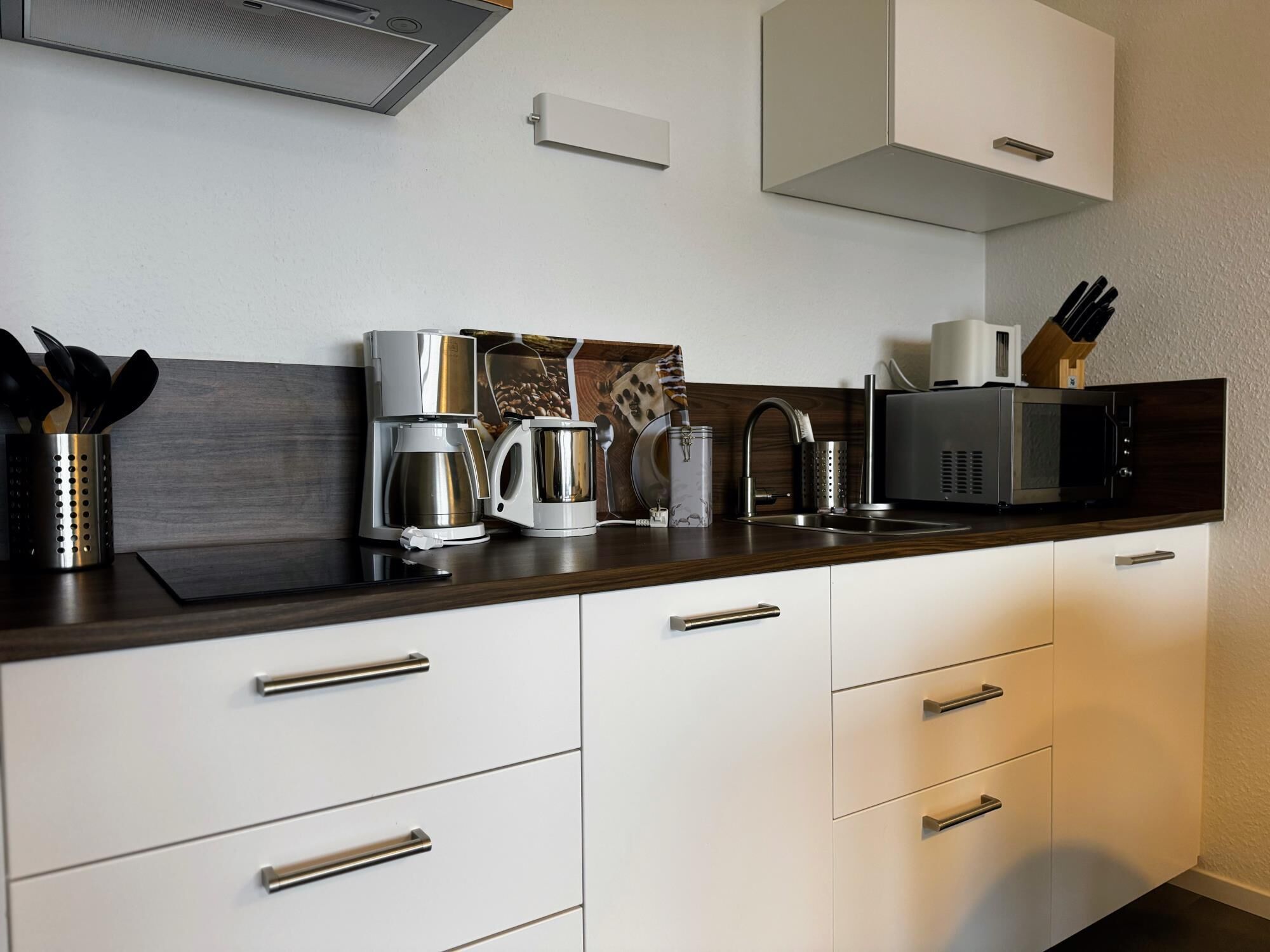 Réfrigérateur, micro-ondes, plaque de cuisson, lave-vaisselle