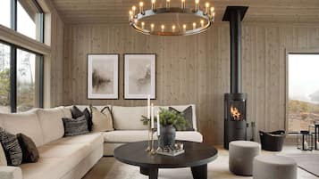 Televisión, chimenea, oficina