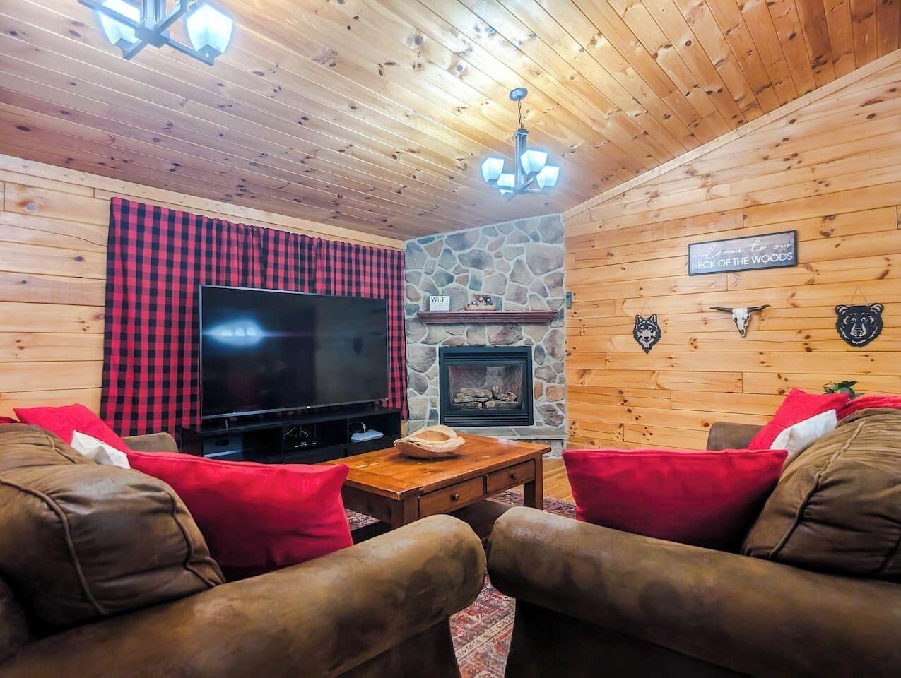TV, fireplace, ping pong