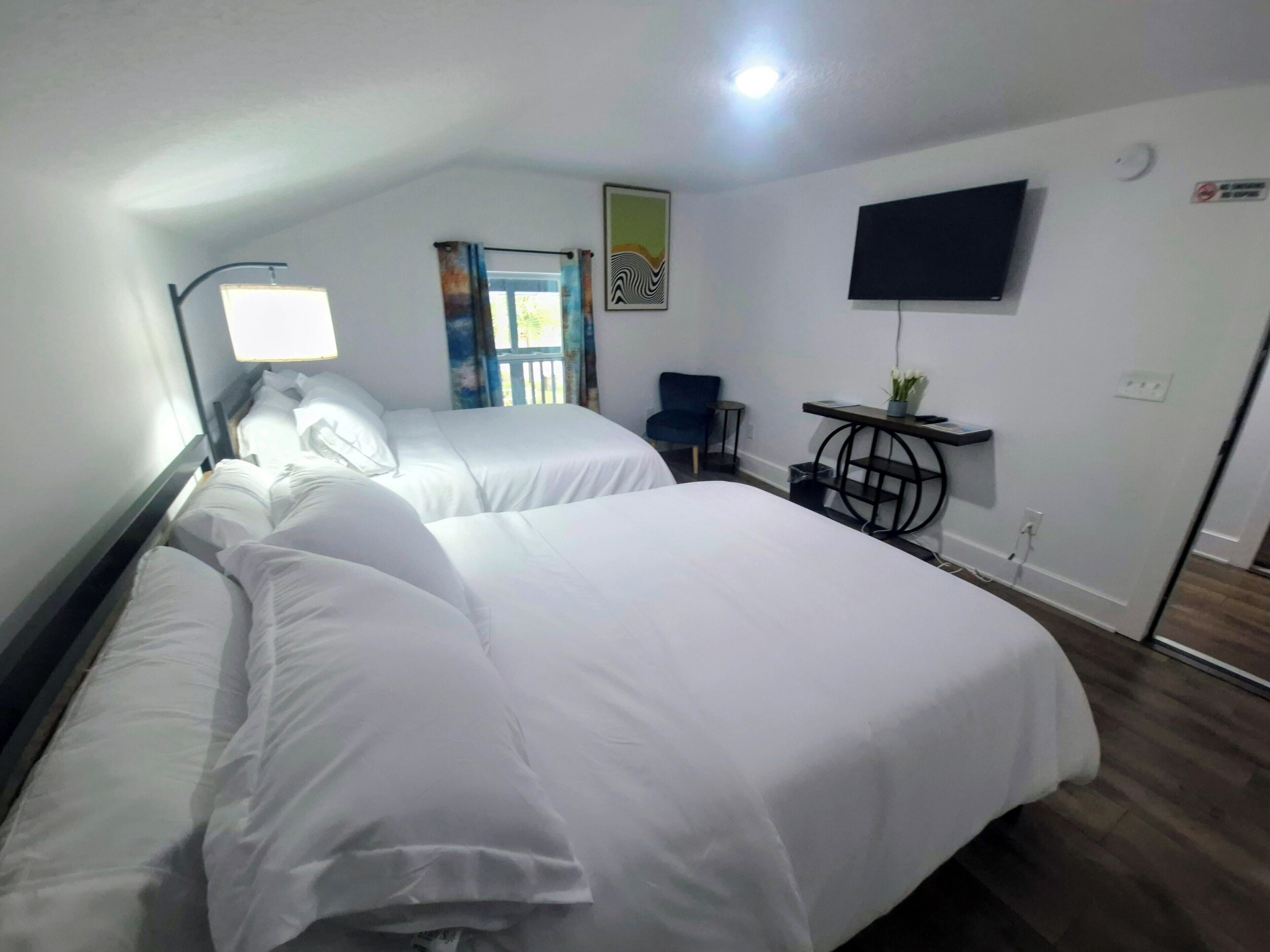 Room, 2 Double Beds, Non Smoking | Iron/ironing board, free WiFi