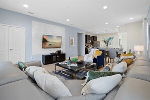 TV, fireplace, table football - 7BR Star Wars Room | Pool+HotTub | Windsor Resort | Disney 10 Min | Sleeps 16 (Kissimmee)