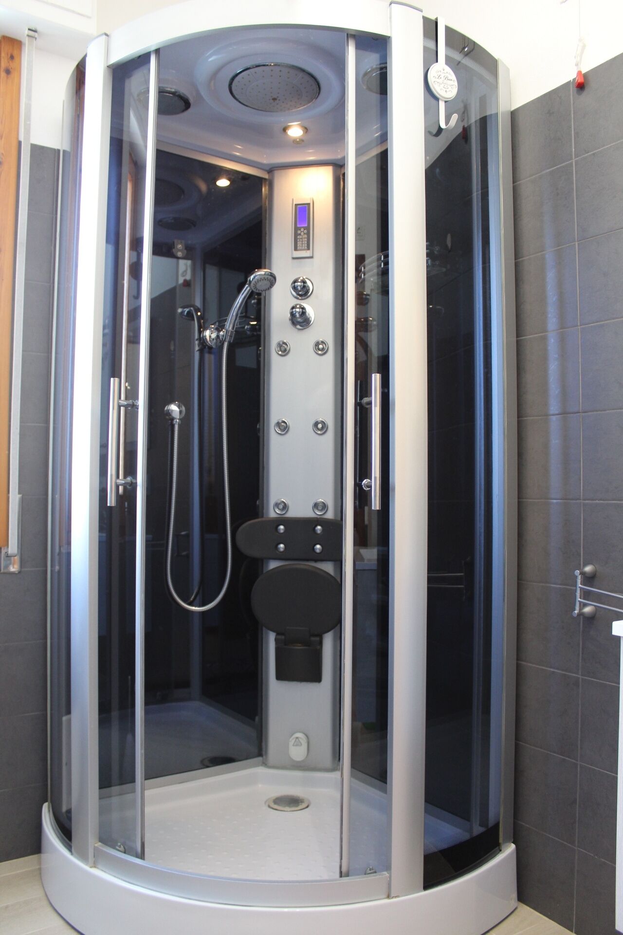 Regadera, secadora de cabello, bidet, toallas 