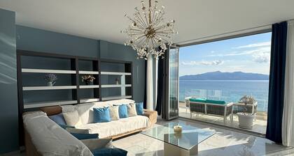 Luxury apartment with great view of the Ionian Sea, Corfu island, and Saranda.