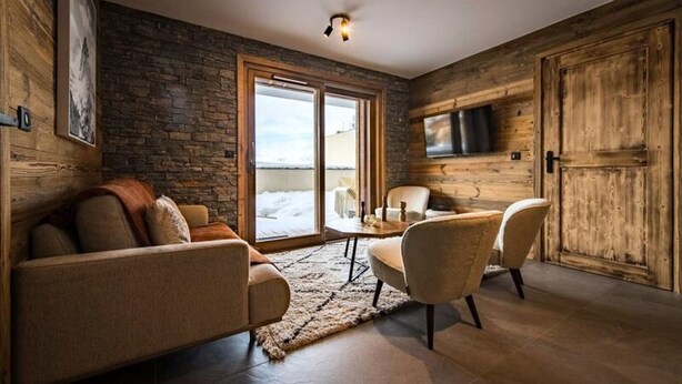 Living area - Apartment for 6 People in a new Residence on the Snow Front (Fontcouverte-la-Toussuire)