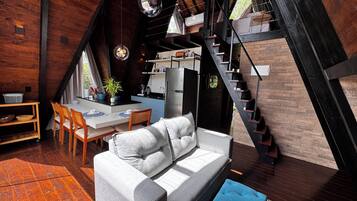 Smart TV, lareira, livros