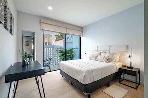 Departamento, varias camas, cocina, vista a la ciudad (Coahuila 193 - 308) | 2 habitaciones, decoración personalizada y muebles diferentes 