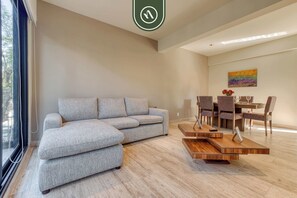 Apartment, 1 Queen Bed with Sofa bed, Kitchen, City View (Monterrey 200 203) | Living area - Centric 2 BR Condo in the Heart Roma Norte (Mexico City)