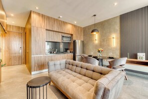 Studio, 1 queensize bed, keuken, uitzicht op de stad (Be Grand Reforma 3805) | Woonruimte