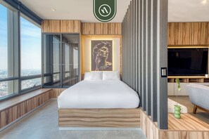 Estudio, 1 cama Queen size, cocina, vista a la ciudad (Be Grand Reforma 3805) | 1 habitación, decoración personalizada y muebles diferentes