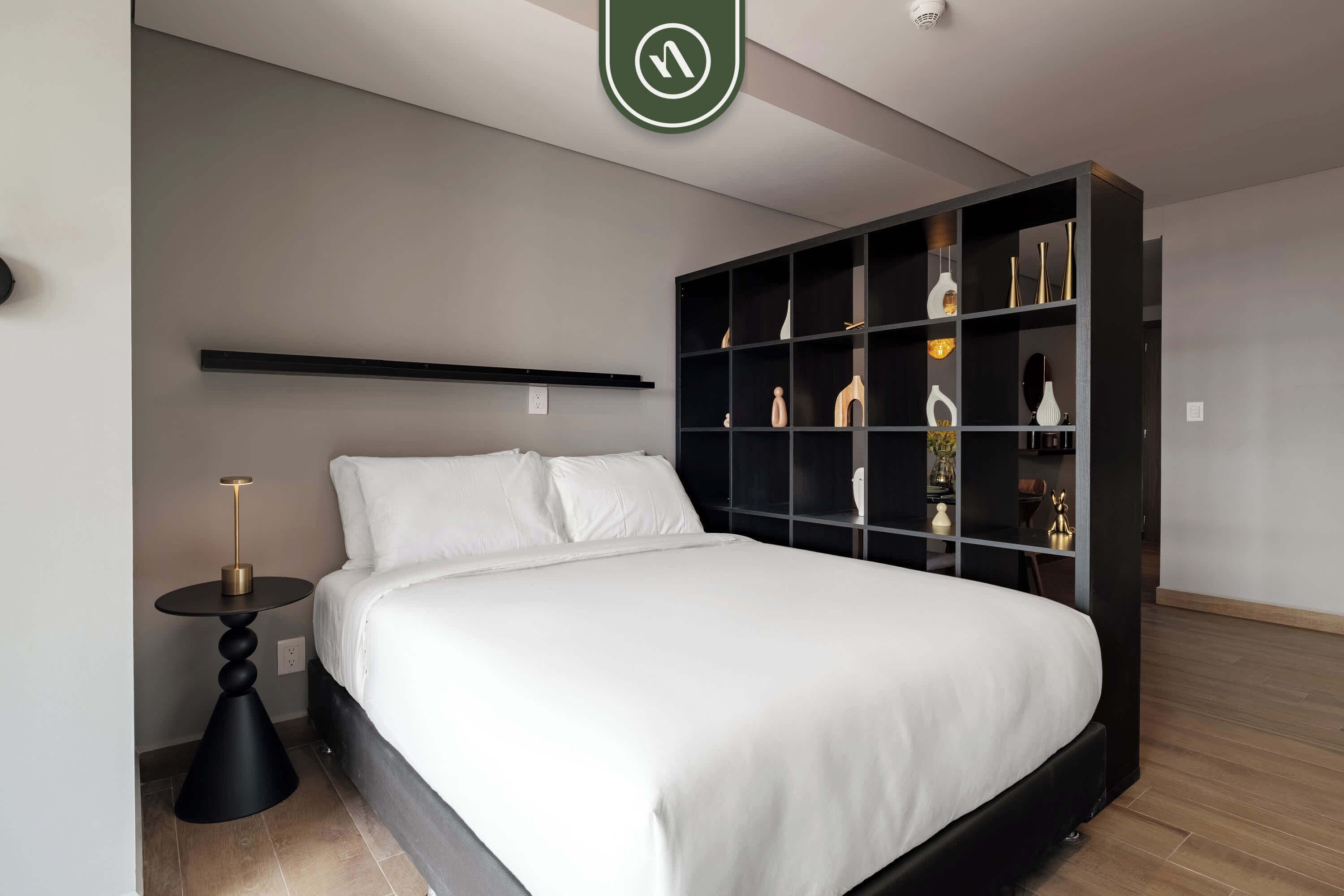 Studiolejlighed - 1 queensize-seng - køkken - byudsigt (Sky Town 2004)