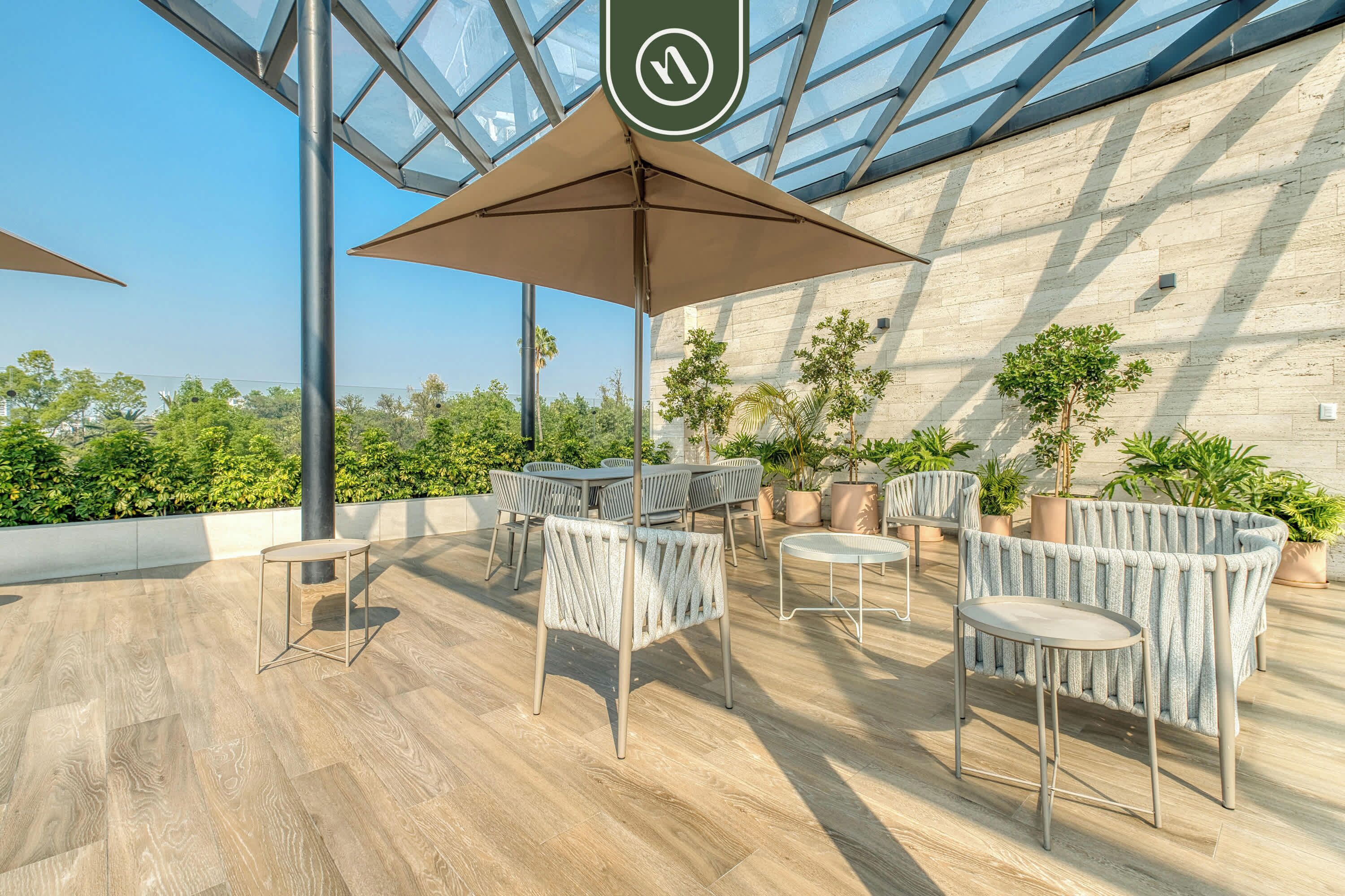 Departamento, 2 camas Queen size, cocina, vista a la ciudad (Av Michoacan 21 403) | Restaurante al aire libre