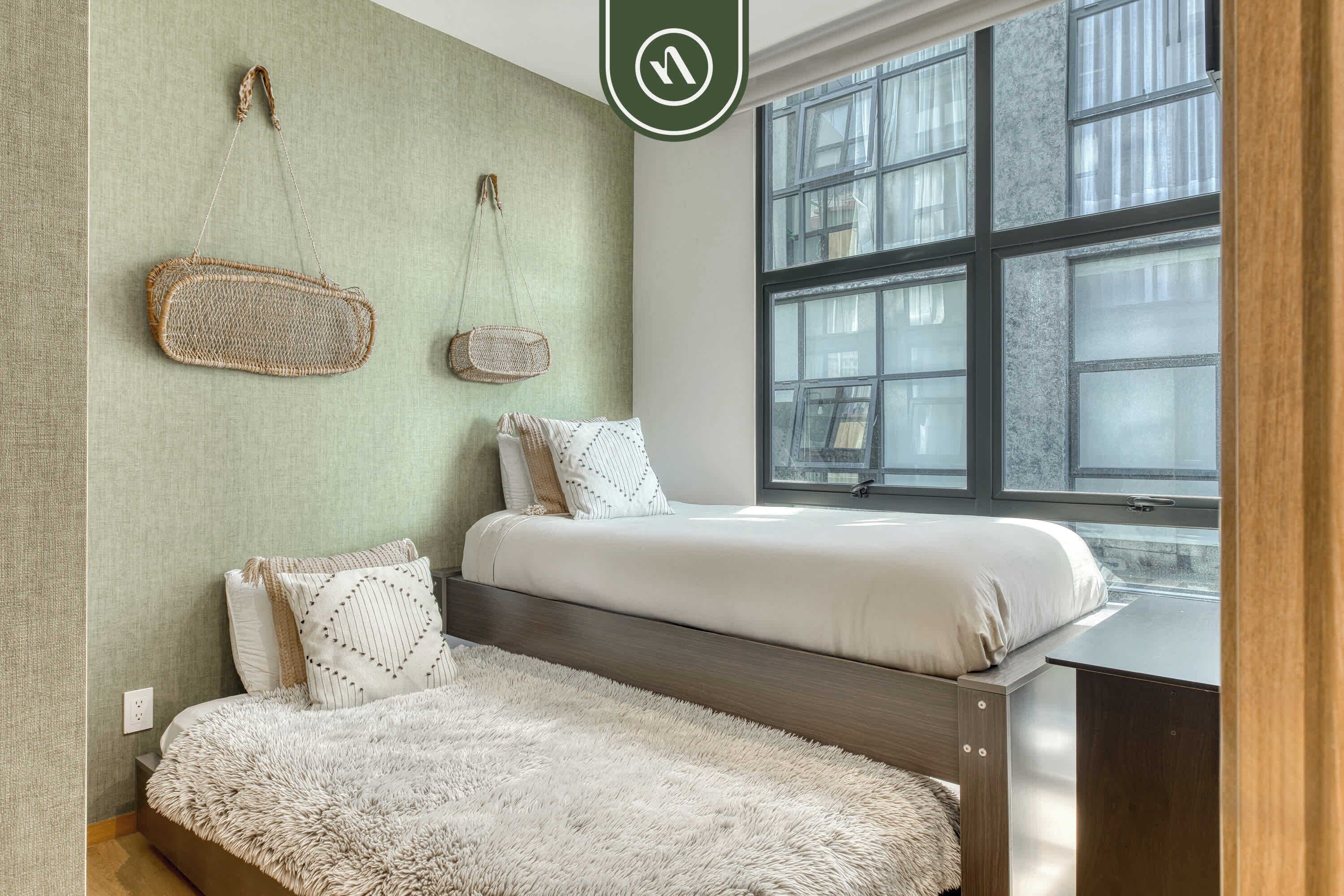 Departamento, varias camas, cocina, vista a la ciudad (Unico Roma Torre Maple 302) | 2 habitaciones, decoración personalizada y muebles diferentes 