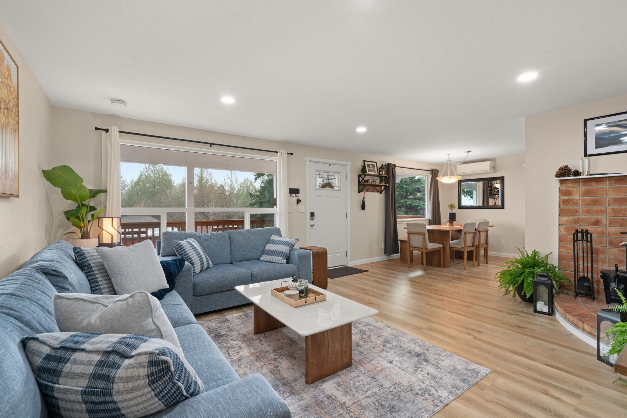 Smart TV, fireplace, video games, DVD player