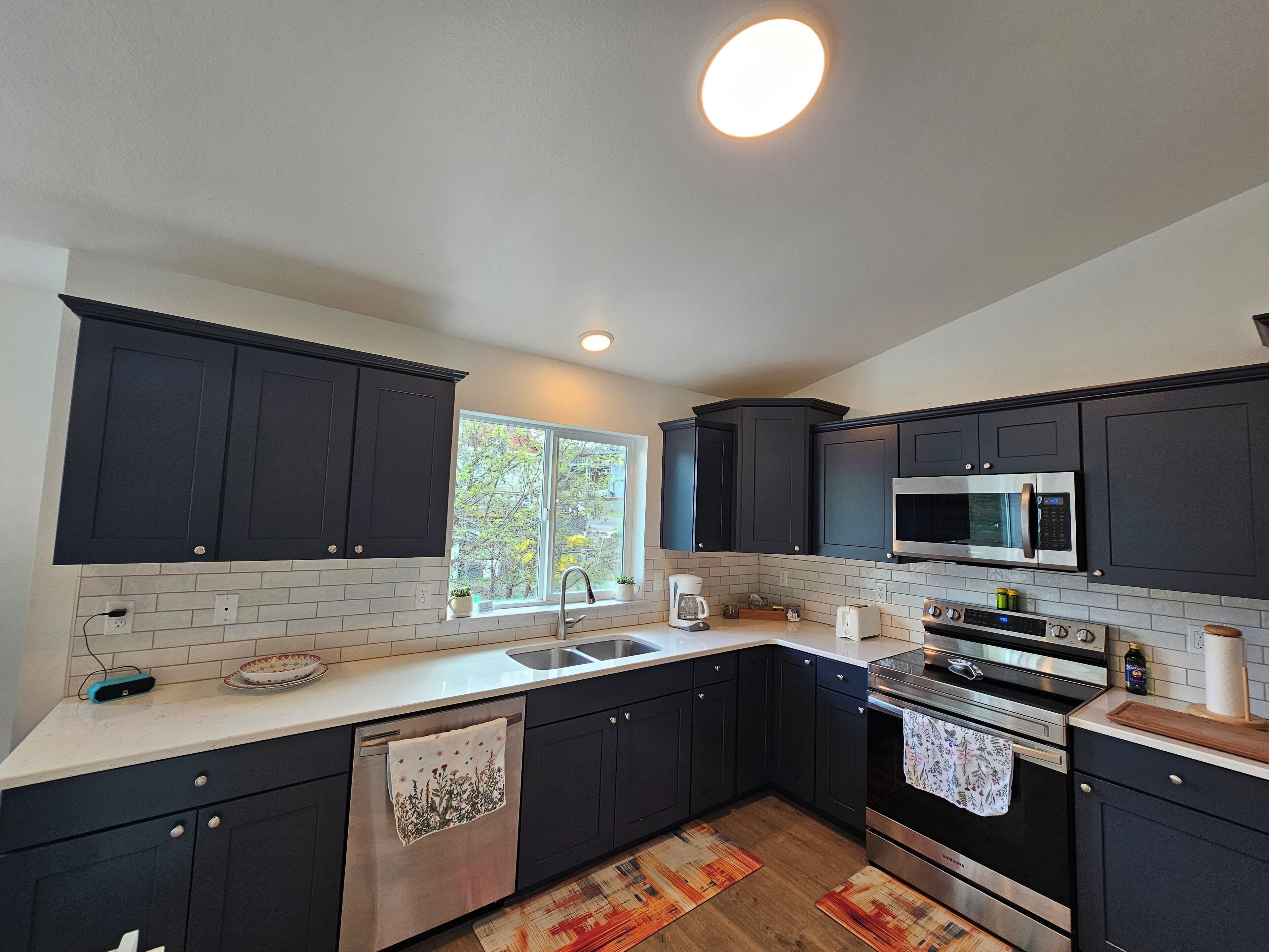 Frigorífico, microondas, horno y placa de cocina