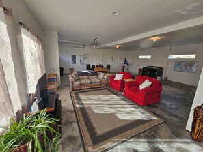 Smart TV, DVD player, foosball