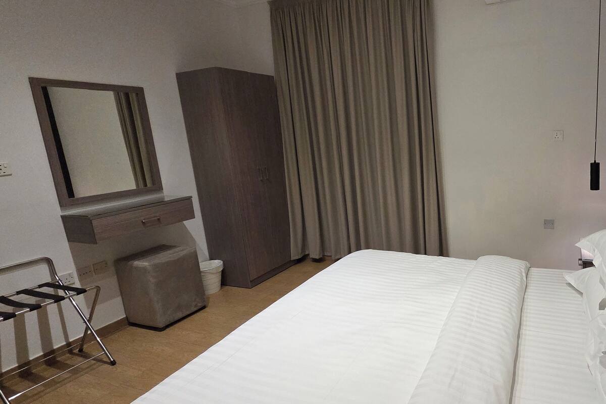 Blackout drapes, iron/ironing board, free WiFi