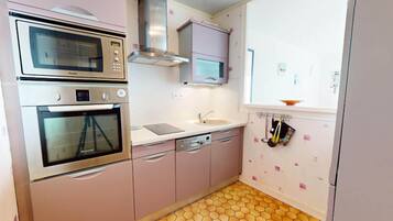 Fridge, microwave, oven, coffee/tea maker