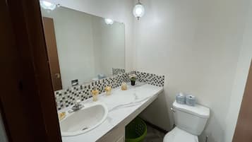 Douche, serviettes fournies, savon, papier de toilette