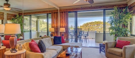 Bright, open, and beautifully furnished, this living room invites long conversations and lazy island afternoons KGV-16T4