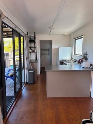 Fridge, oven, stovetop, electric kettle