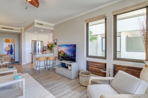Designed with simplicity and soul, this living room offers a gentle rhythm that invites rest, laughter, and meaningful pauses     KGV-17T5 - Kapalua Golf | Golf View 4 BR, Sleeps 12 | Car Incl. w/ 6+ Nights | KGV ML-2249 by KBM (Lahaina)
