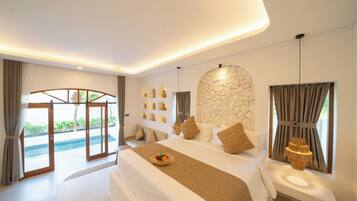 Luksushuvila, 1 suuri parisänky, yksityinen uima-allas | Työpöytä, kannettavalle tietokoneelle sopiva työtila, ilmainen Wi-Fi