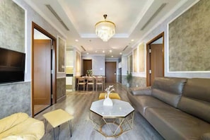 Family Suite, 3 Bedrooms, Club Lounge Access, River View | Egyptian cotton sheets, premium bedding, down comforters - Kotrip Diamond Island Luxstay Residence (Binh Trung)